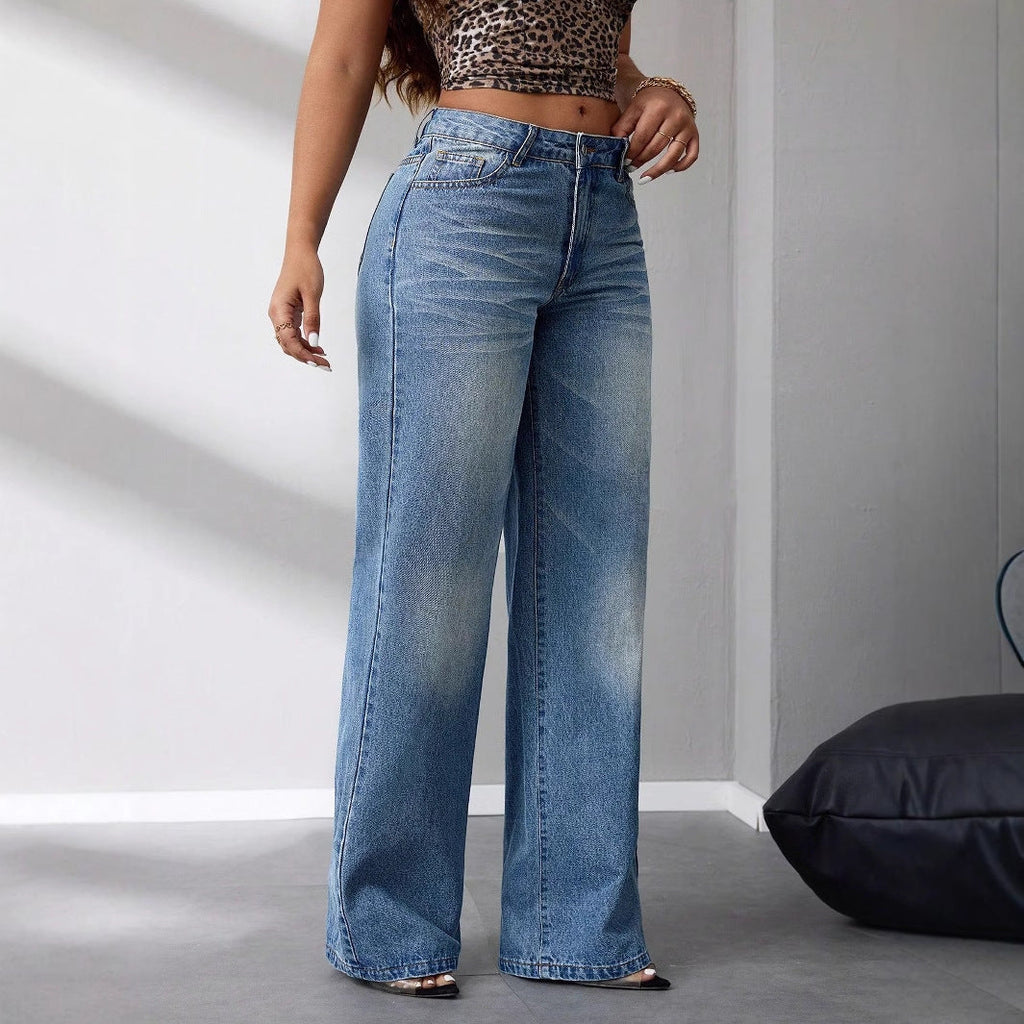 Markenname Damen Jeans Weites Bein Bequem — Image 3