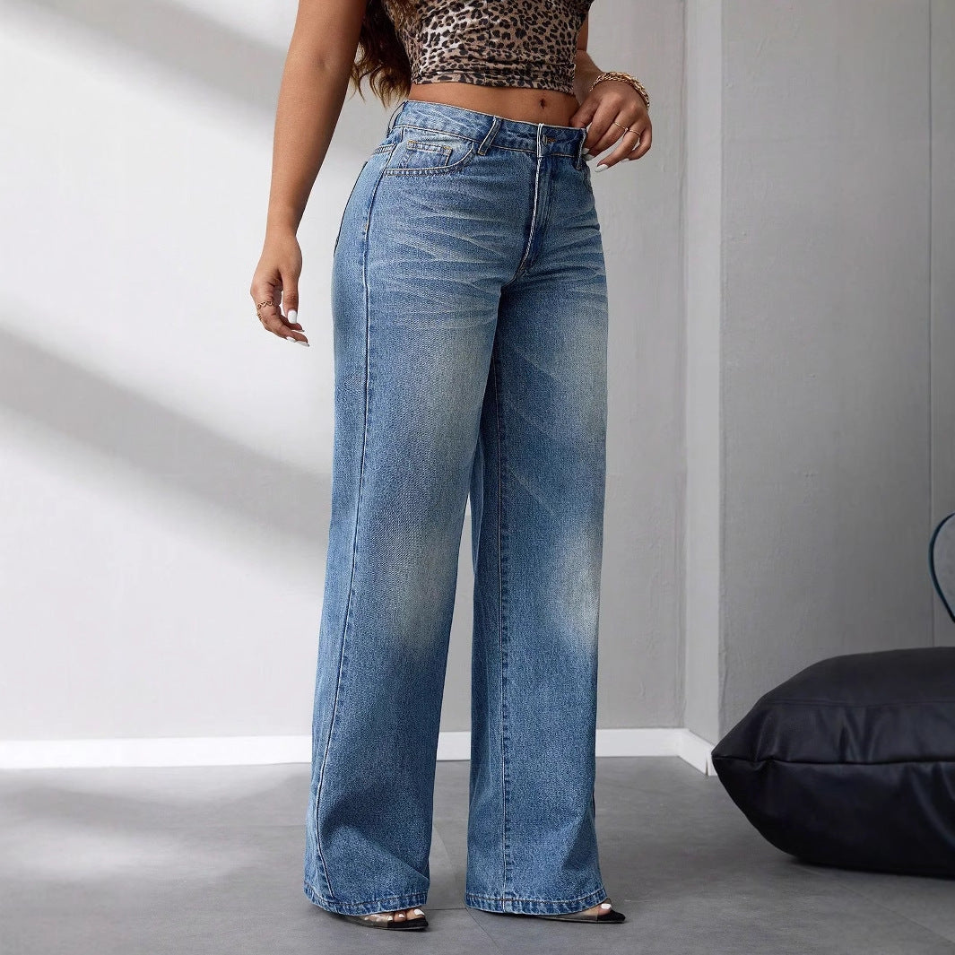 Markenname Damen Jeans Weites Bein Bequem — Image 3