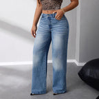 Markenname Damen Jeans Weites Bein Bequem — Image 4