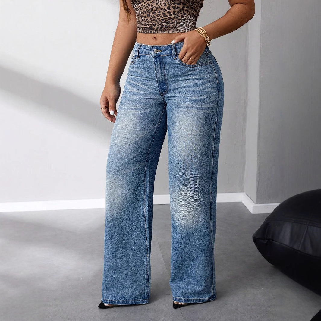 Markenname Damen Jeans Weites Bein Bequem — Image 4