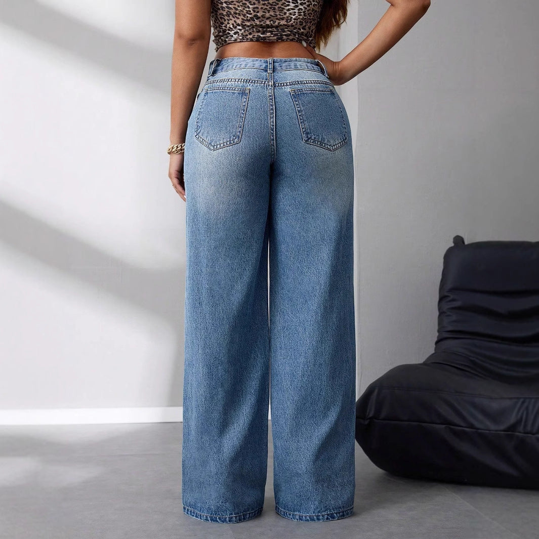 Markenname Damen Jeans Weites Bein Bequem — Image 5