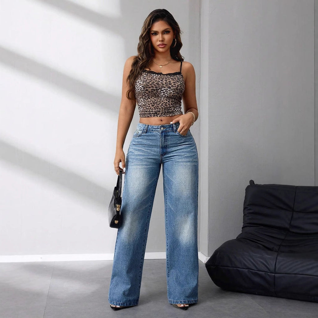 Markenname Damen Jeans Weites Bein Bequem — Image 6