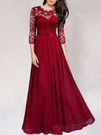 Marke Abendkleid mit Spitzenoberteil und fließendem Rock, in Rot — Main Image
