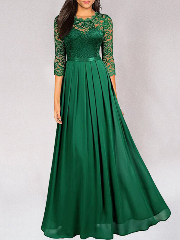 Marke Abendkleid mit Spitzenoberteil und fließendem Rock, in Rot — Image 3