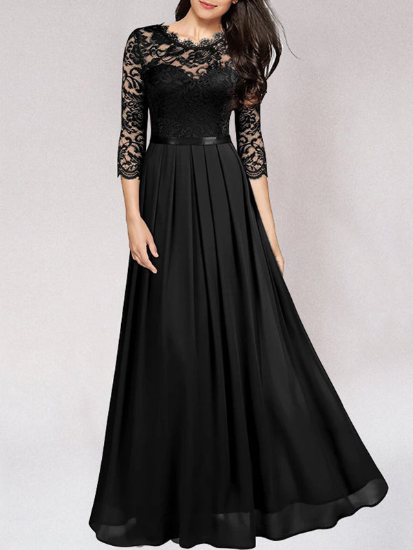 Marke Abendkleid mit Spitzenoberteil und fließendem Rock, in Rot — Image 4