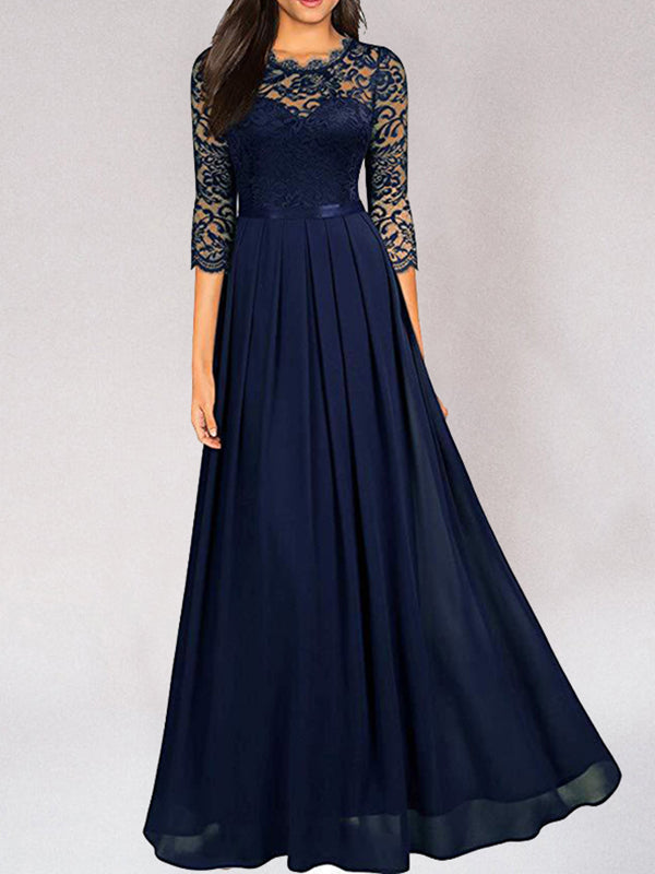 Marke Abendkleid mit Spitzenoberteil und fließendem Rock, in Rot — Image 5