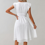 Marke Damen-Spitzenkleid mit Rüschenärmeln und elastischer Taille — Image 3
