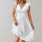 Marke Damen-Spitzenkleid mit Rüschenärmeln und elastischer Taille — Image 4