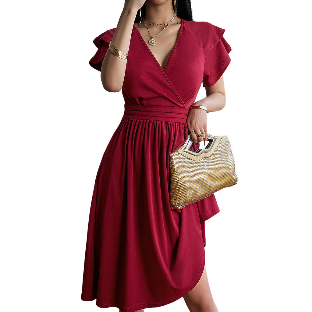 Marke Damenkleid mit V-Ausschnitt und Flügelärmeln, elegant und stilvoll — Image 7