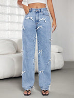 Trendige Damenjeans mit Schleifen-Details, bequem und stilvoll — Main Image