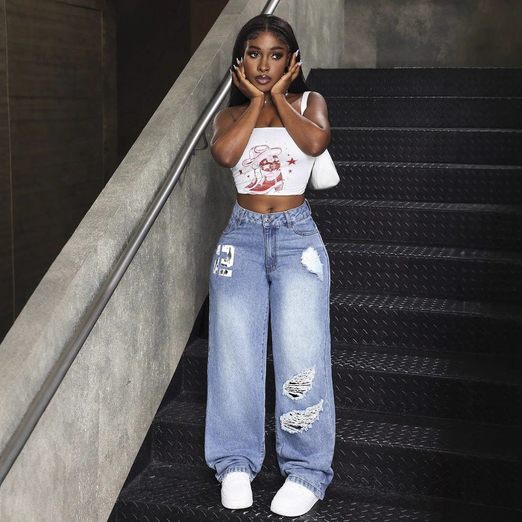 Marke Vintage Jeans mit Distressed-Details, Relaxed Fit — Image 4