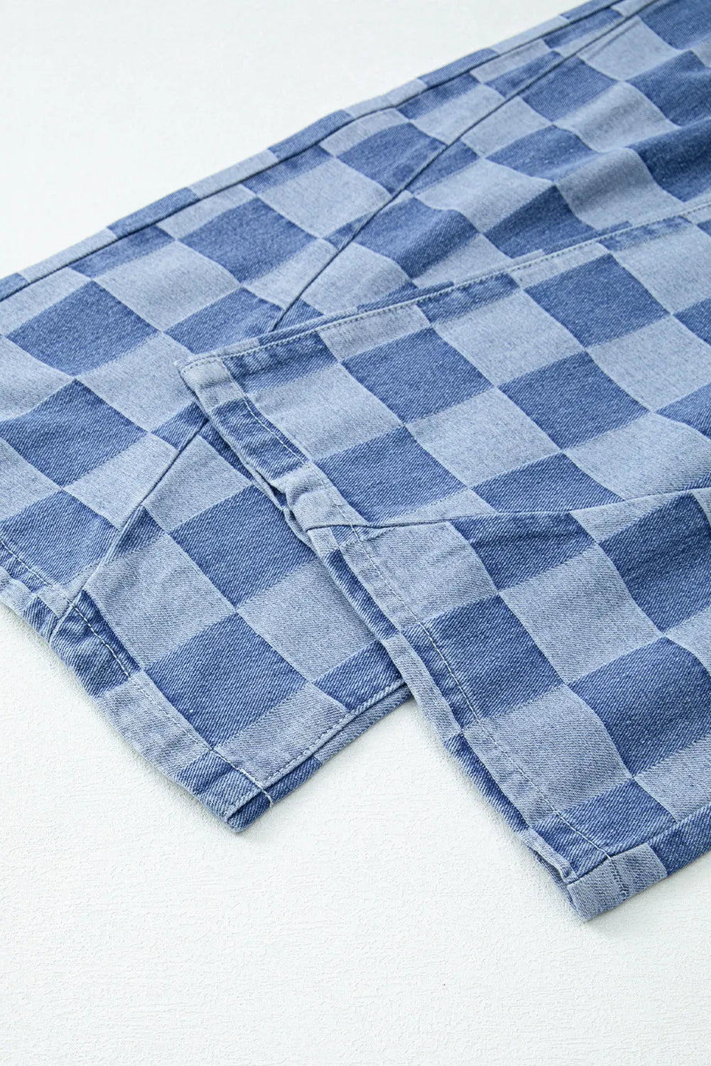 Damen Weite Hose Karomuster Baumwollmischung Schwarz Grau Hoher Bund — Image 9