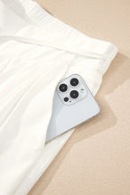 Damen Weite Leinenhose Weiß – Elastischer Bund, Kordelzug, Sommer, Freizeit, Urlaub — Image 6