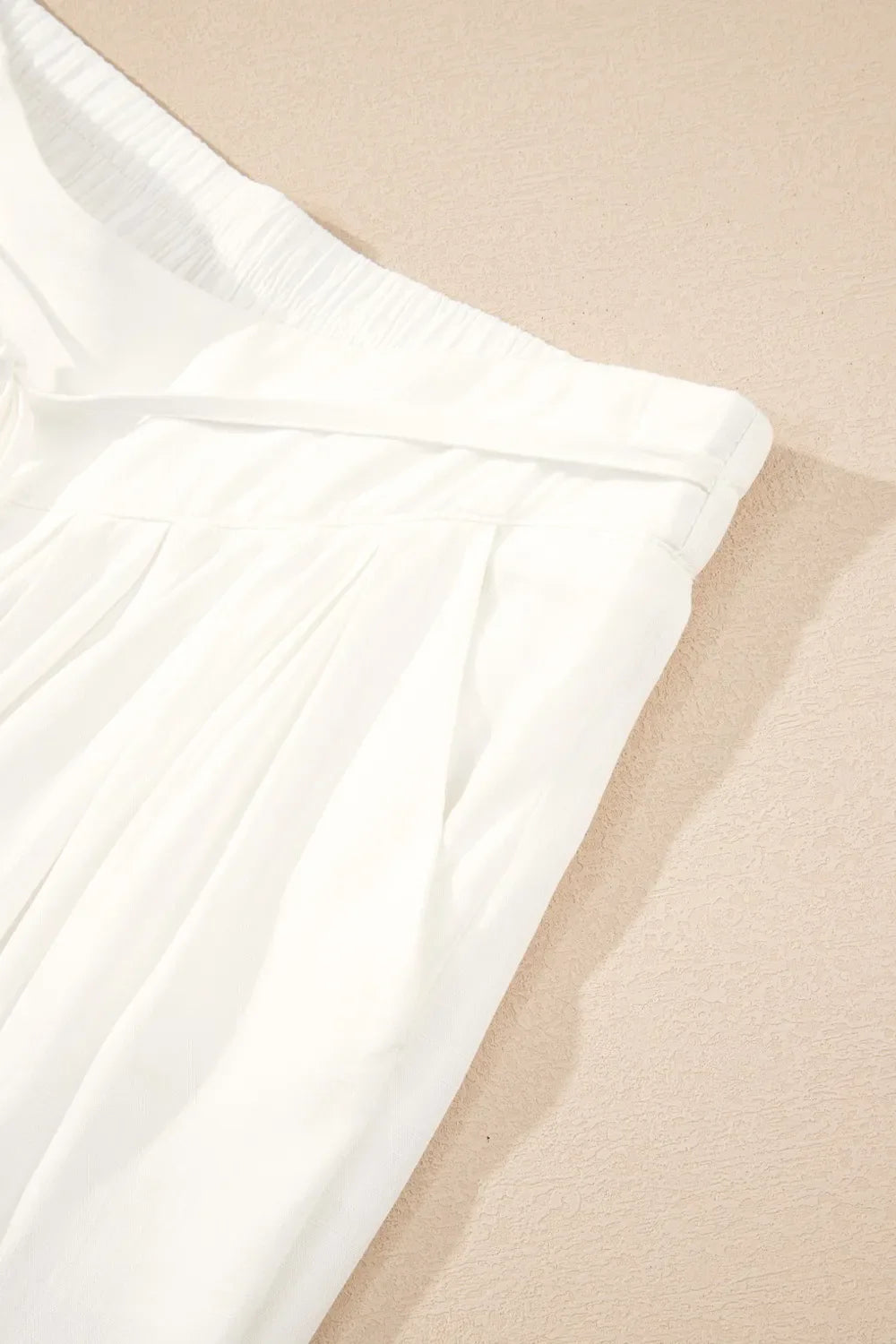 Damen Weite Leinenhose Weiß – Elastischer Bund, Kordelzug, Sommer, Freizeit, Urlaub — Image 10