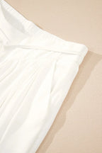 Damen Weite Leinenhose Weiß – Elastischer Bund, Kordelzug, Sommer, Freizeit, Urlaub — Image 10