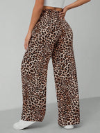 Damen Weite Leopard Print Hose Polyester Elastisch Freizeit — Image 2