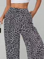 Damen Weite Leopard Print Hose Polyester Elastisch Freizeit — Image 6
