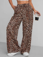 Damen Weite Leopard Print Hose Polyester Elastisch Freizeit — Image 3