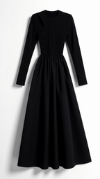 Langarm Maxikleid Mit Figurbetontem Oberteil Und Ausschnittdetails Für Dinner Termine Und Wochenendspaziergänge