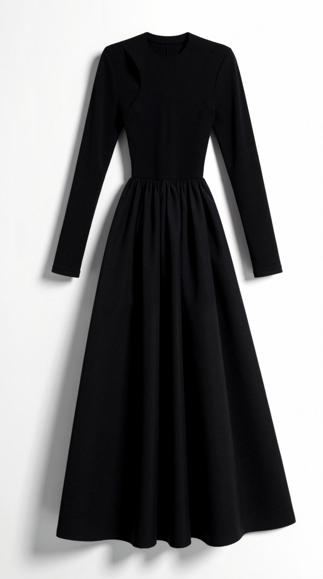Langarm Maxikleid Mit Figurbetontem Oberteil Und Ausschnittdetails Für Dinner Termine Und Wochenendspaziergänge