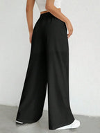 Damen Weite Leinenhose Elastischer Bund Taschen Sommer Atmungsaktiv Freizeit — Image 9