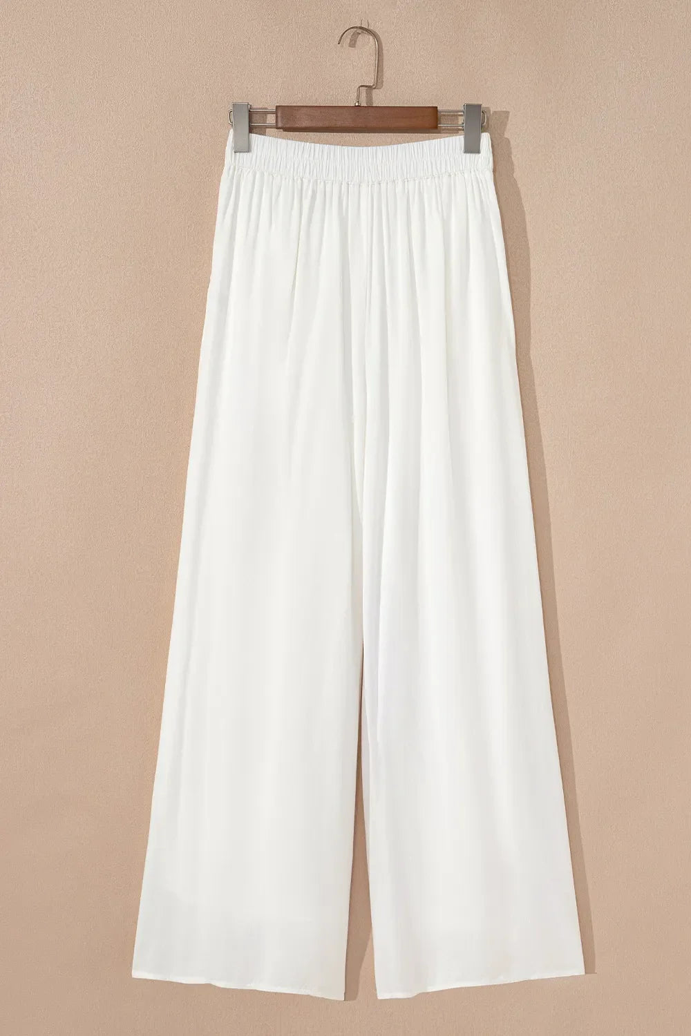 Damen Weite Leinenhose Weiß – Elastischer Bund, Kordelzug, Sommer, Freizeit, Urlaub — Image 5