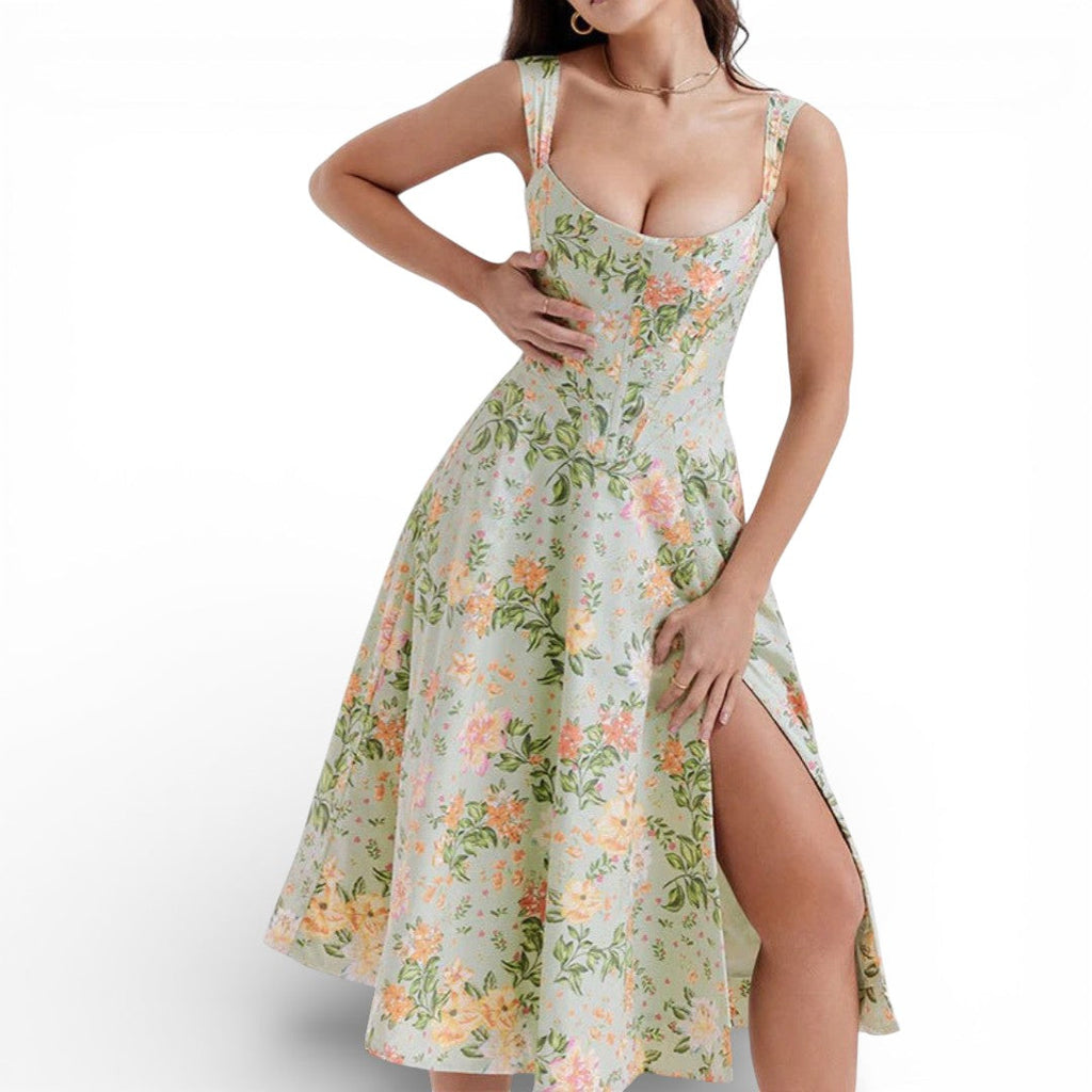 Marke Sommerkleid mit Blumendruck und Schlitz, elegantes Design — Image 3