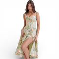 Marke Sommerkleid mit Blumendruck und Schlitz, elegantes Design — Main Image