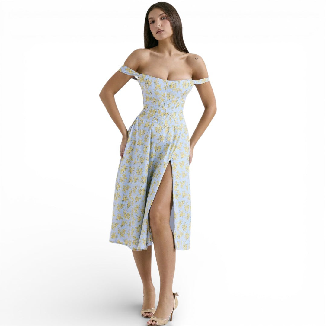 Marke Sommerkleid mit Blumendruck und Schlitz, elegantes Design — Image 2
