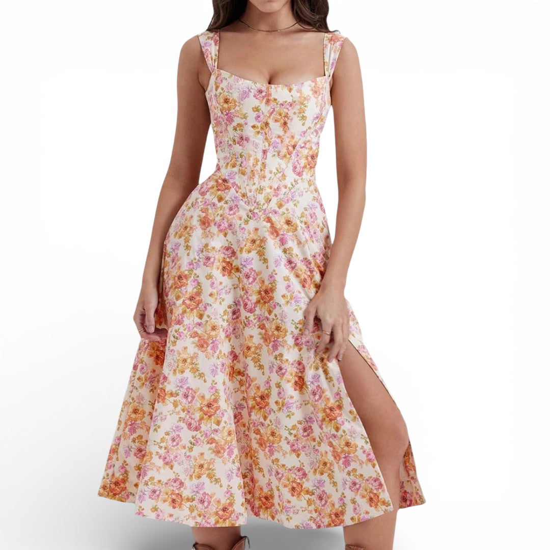 Marke Sommerkleid mit Blumendruck und Schlitz, elegantes Design — Image 6