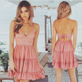 Marke Sommerkleid Damen Rückenfrei Spitze Rüschen — Main Image