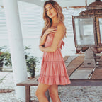 Marke Sommerkleid Damen Rückenfrei Spitze Rüschen — Image 2