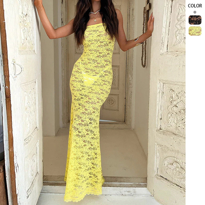 Marke Spitzen-Maxikleid Figurbetont Ärmellos — Main Image