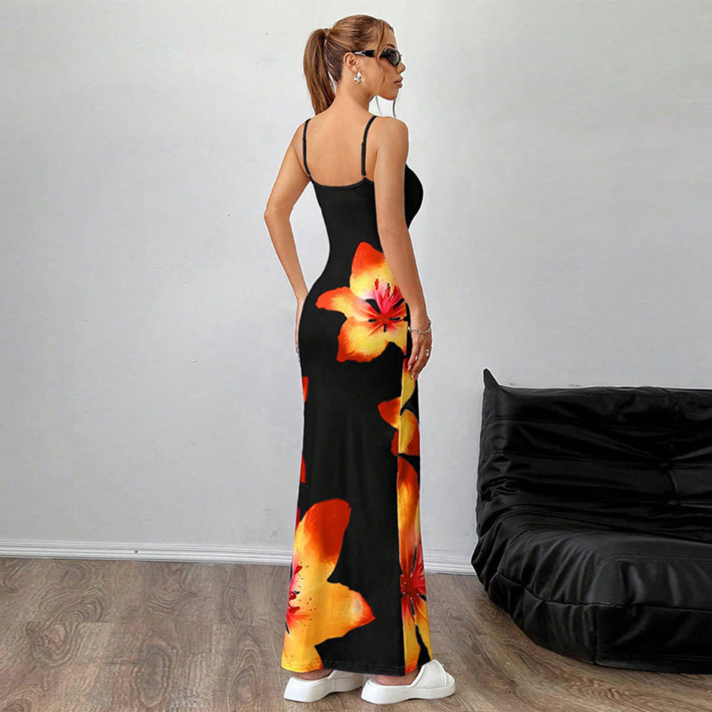 Marke Maxi Kleid mit Blumenmuster, ärmellos, figurbetont, für Damen — Image 2