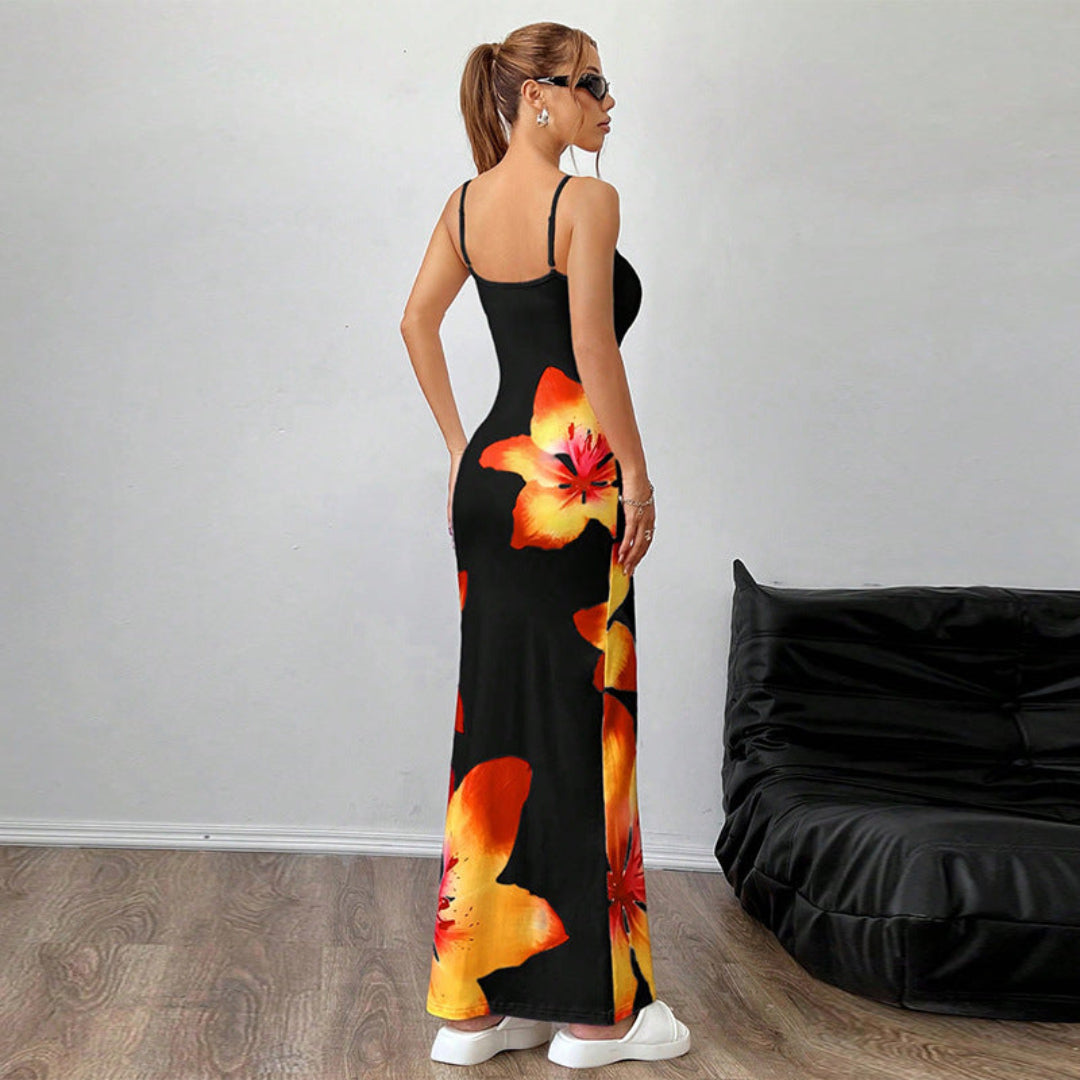 Marke Maxi Kleid mit Blumenmuster, ärmellos, figurbetont, für Damen — Image 2