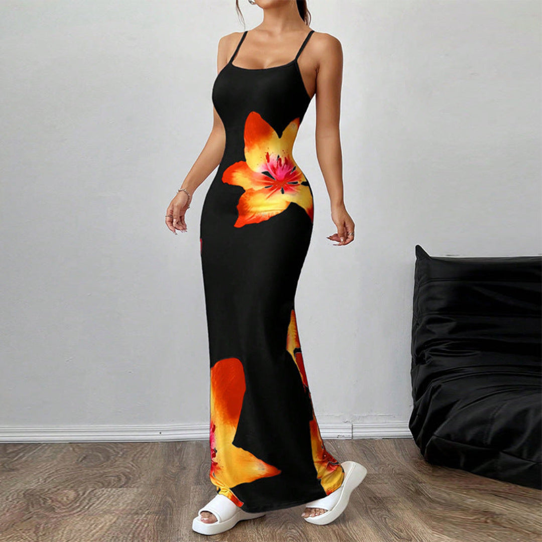 Marke Maxi Kleid mit Blumenmuster, ärmellos, figurbetont, für Damen — Image 3