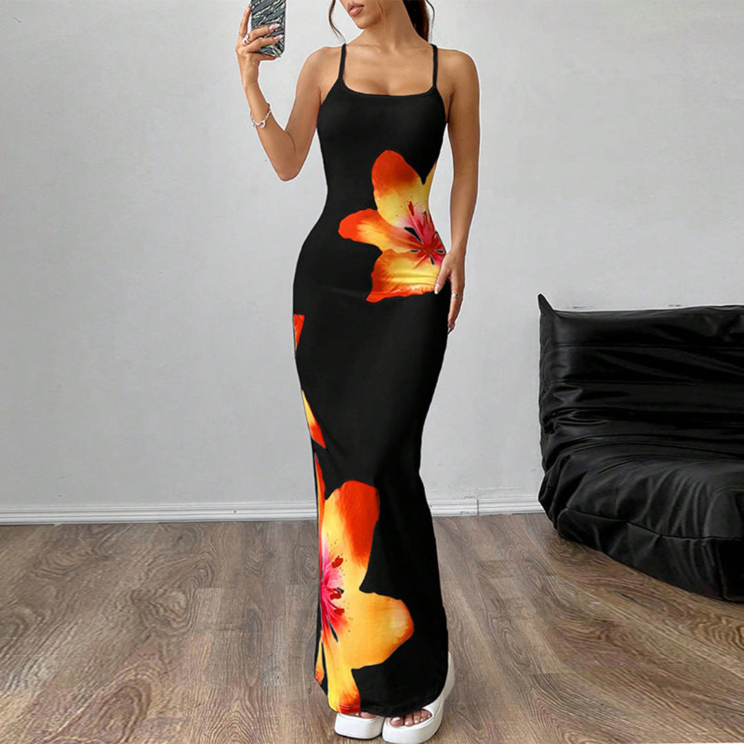Marke Maxi Kleid mit Blumenmuster, ärmellos, figurbetont, für Damen — Image 4