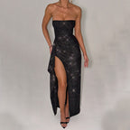 Marke Abendkleid Schulterfrei Hoher Schlitz Pailletten — Main Image