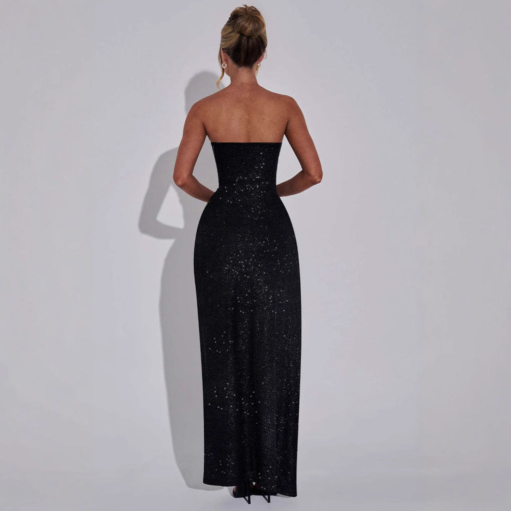 Marke Abendkleid Schulterfrei Hoher Schlitz Pailletten — Image 3