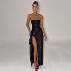 Marke Abendkleid Schulterfrei Hoher Schlitz Pailletten — Image 4