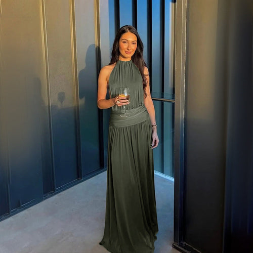 Grabberly Maxikleid mit Halfter-Ausschnitt fließendes Design – ideal für Abendveranstaltungen – Hauptbild