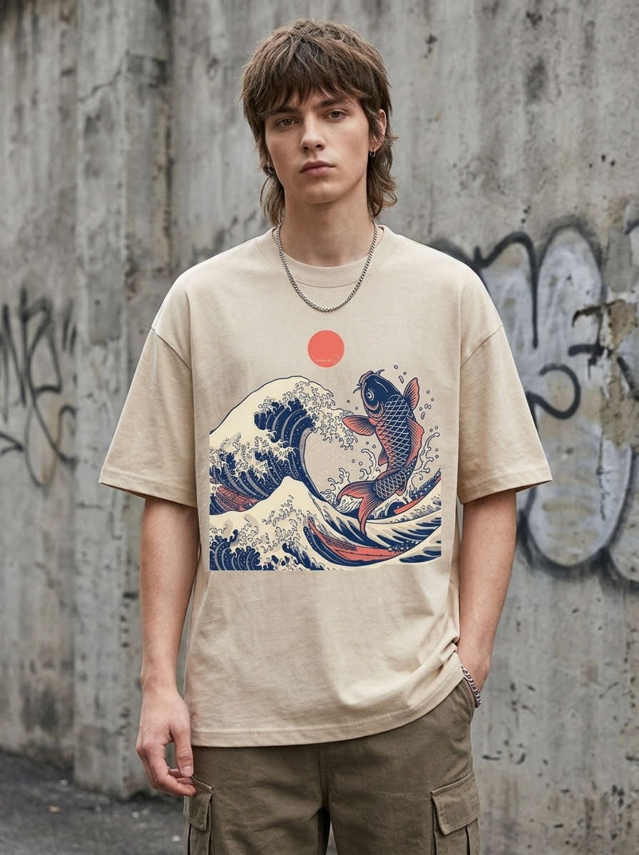 Koi-Welle Oversized T-Shirt - Model