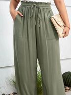 Damen Weite Sommerhose Elastischer Bund Leicht Baumwolle Rot/Grün — Image 6