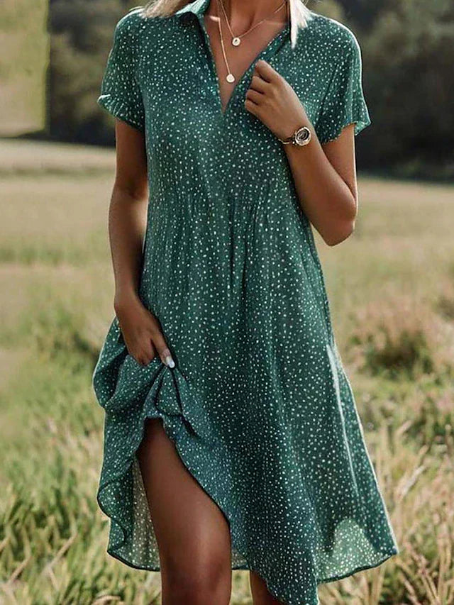 Marke Damenkleid, gepunktet, Freizeit, Sommer, Grün — Main Image