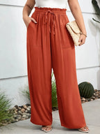 Damen Weite Sommerhose Elastischer Bund Leicht Baumwolle Rot/Grün — Main Image