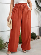 Damen Weite Sommerhose Elastischer Bund Leicht Baumwolle Rot/Grün — Image 3